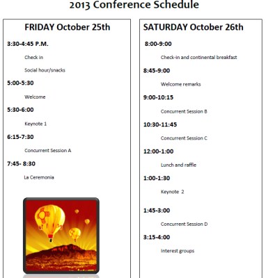 2013 conference schedule